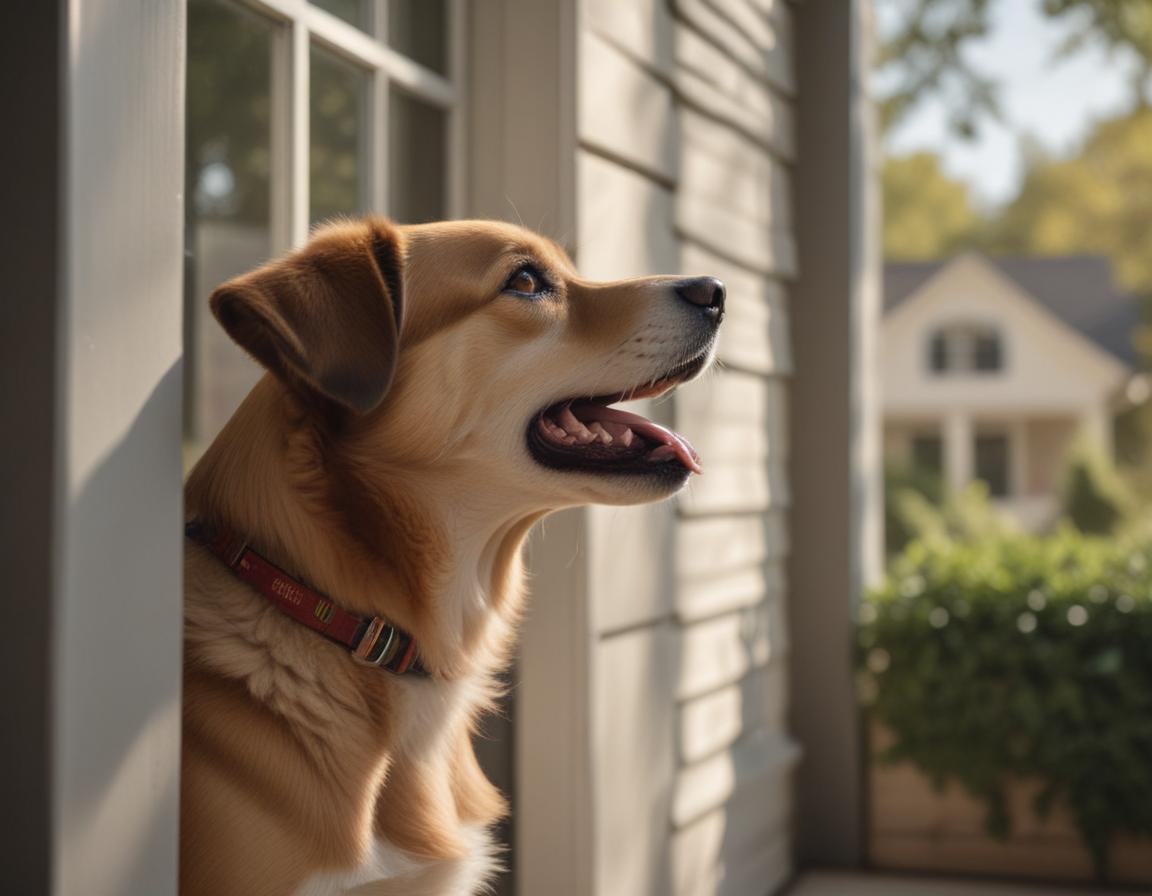 Dog owner kneeling with treats to train a dog indoors