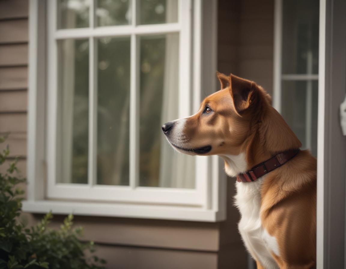 Mailman calmly handing letters while dog observes