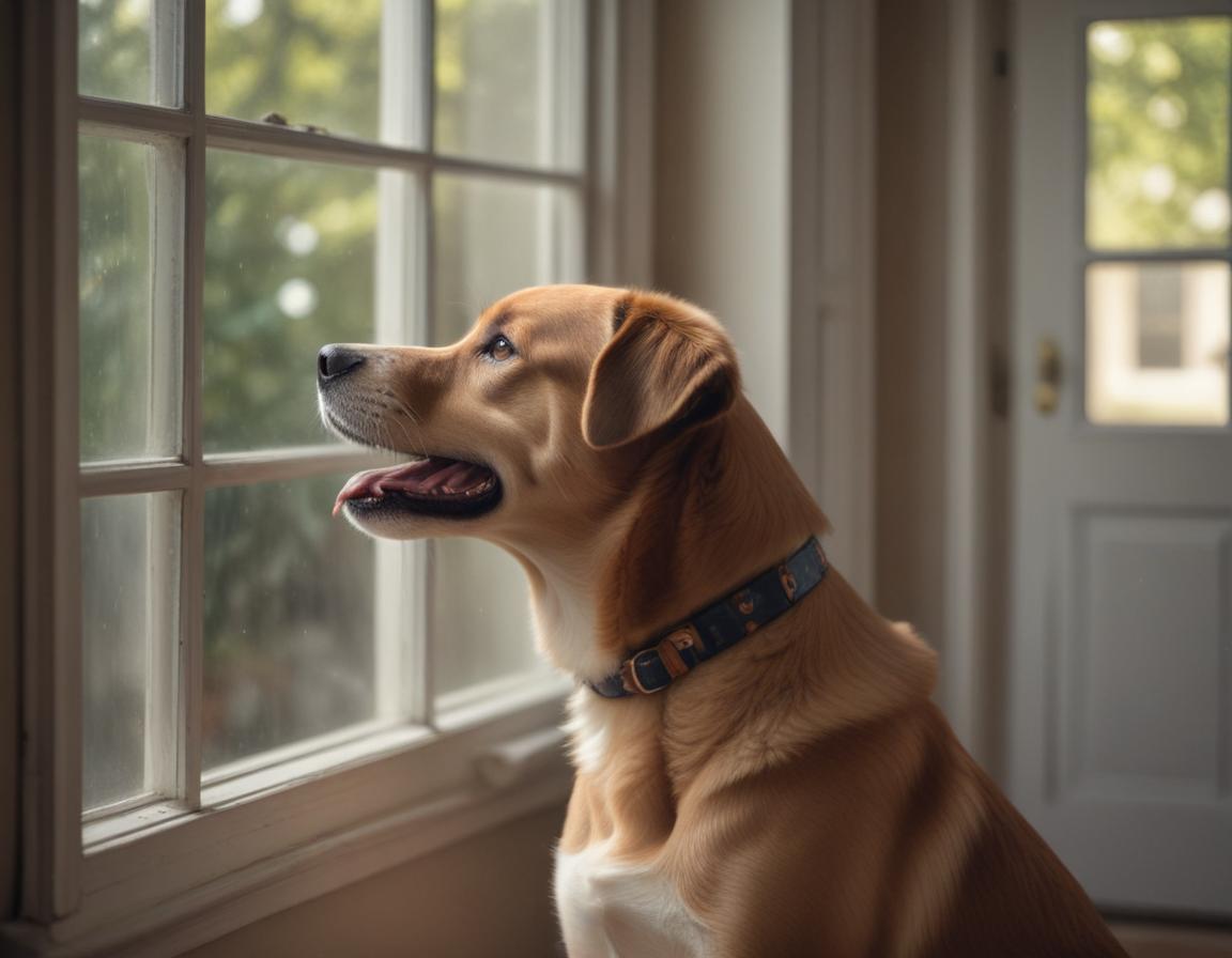 Dog monitored by home security camera