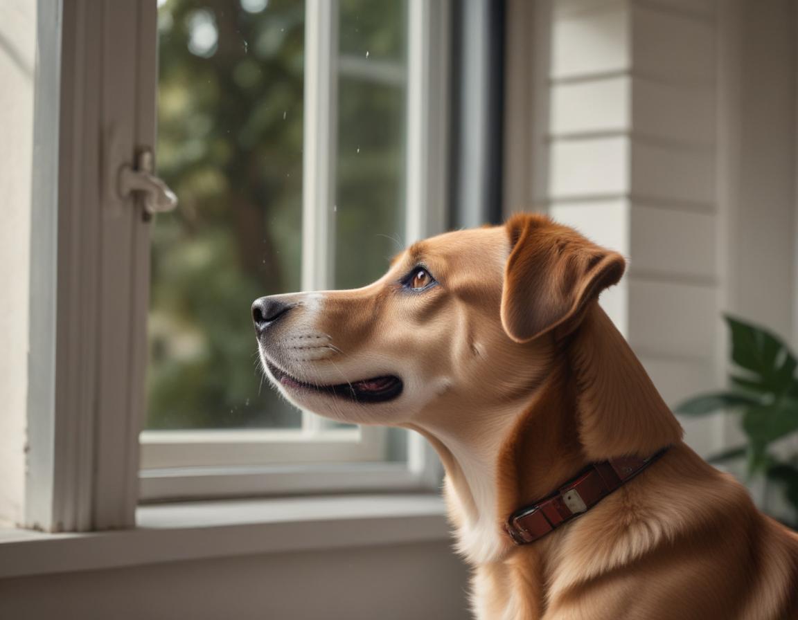 Dog resting calmly near the mail slot